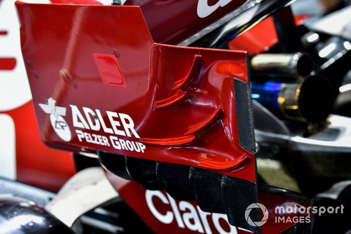 Detalle del alerón trasero del Alfa Romeo Racing C38 