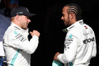 Valtteri Bottas, Mercedes AMG F1, 3rd position, and Lewis Hamilton, Mercedes AMG F1, 2nd position, in Parc Ferme
