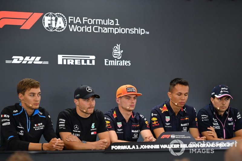 George Russell, Williams Racing, Valtteri Bottas, Mercedes AMG F1, Max Verstappen, Red Bull Racing, Alexander Albon, Red Bull and Sergio Perez, Racing Point