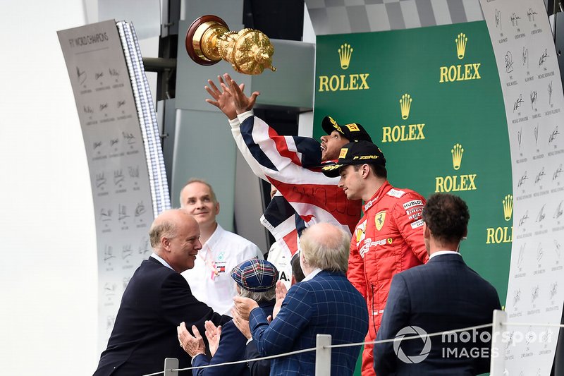 Grande-Bretagne - Podium : Lewis Hamilton, Valtteri Bottas, Charles Leclerc