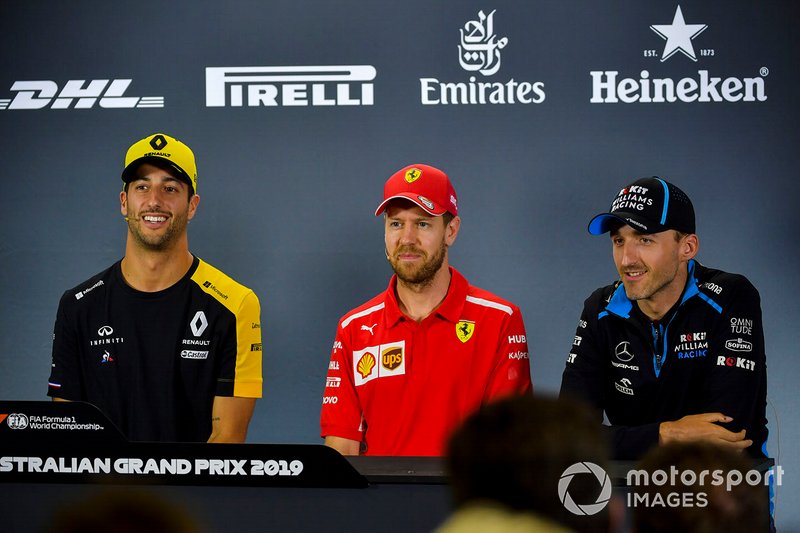 Daniel Ricciardo, Renault F1 Team, Sebastian Vettel, Ferrari y Robert Kubica, Williams Racing