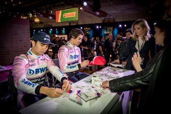 Sergio Perez, Racing Point, Lance Stroll, Racing Point sign autographs for the fans