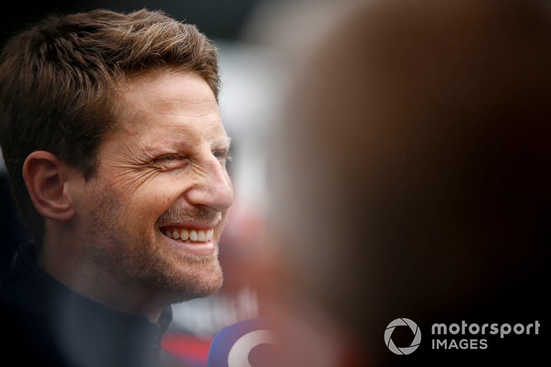 Romain Grosjean, Haas F1 speaks with the media