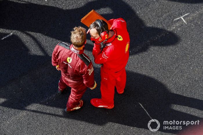 Sebastian Vettel, Ferrari, en pit lane