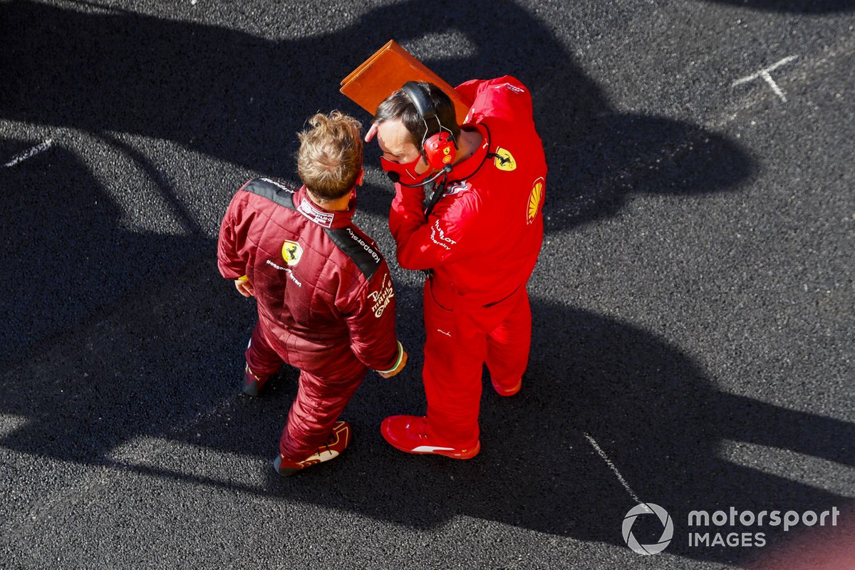 Sebastian Vettel, Ferrari, in pit lane