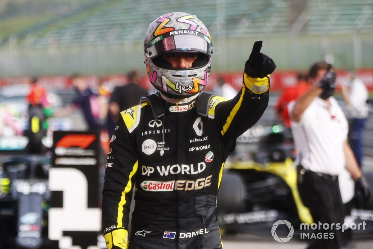 Tercer lugar Daniel Ricciardo, Renault F1 celebra en Parc Ferme
