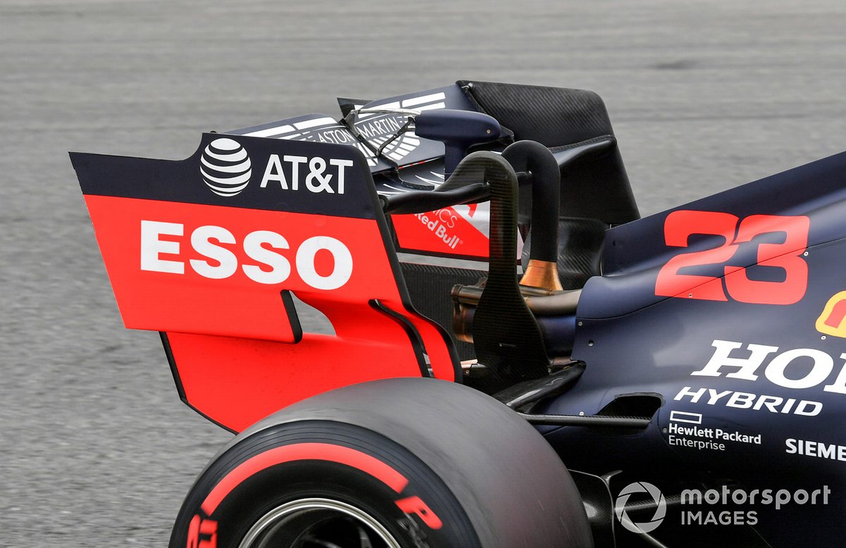 Rear wing and DRS actuator on the car of Alex Albon, Red Bull Racing RB16