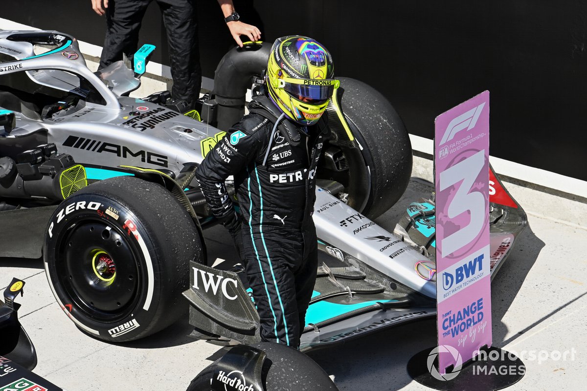 Lewis Hamilton, Mercedes-AMG, 3rd position, in Parc Ferme