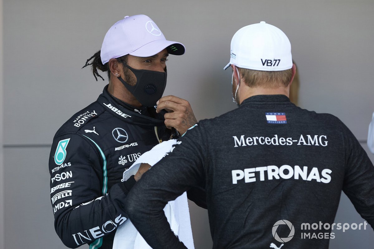 Front row starters Lewis Hamilton, Mercedes-AMG Petronas F1, and Valtteri Bottas, Mercedes-AMG Petronas F1