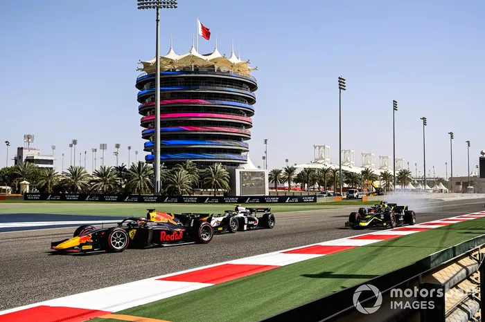 Liam Lawson, Hitech Grand Prix, Theo Pourchaire, ART Grand Prix y Dan Ticktum, Carlin 