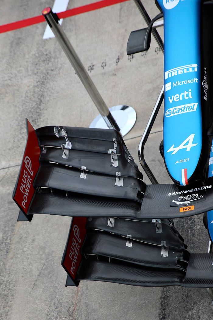 Detalle del alerón delantero del Alpine A521