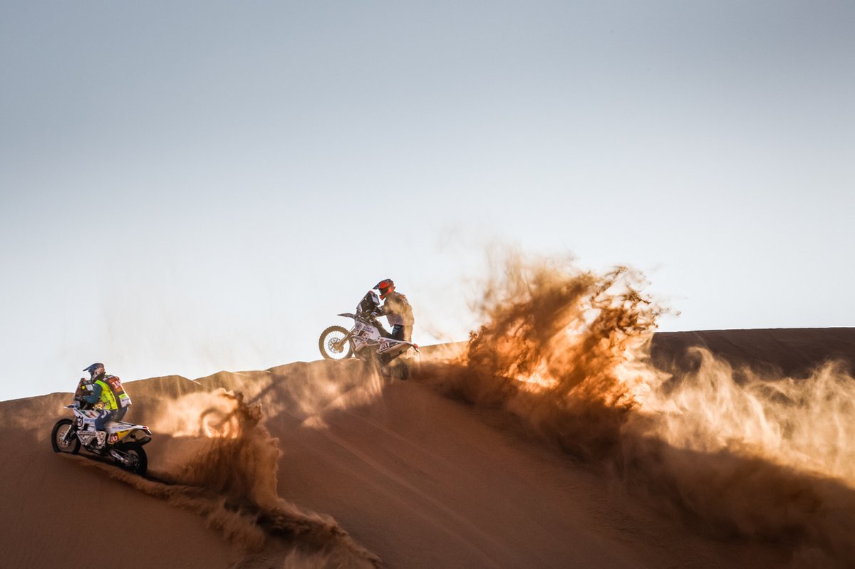 #142 Solarys Racing Husqvarna: Maurizio Gerini, #101 HT Rally Raid Husqvarna Racing: David Knight