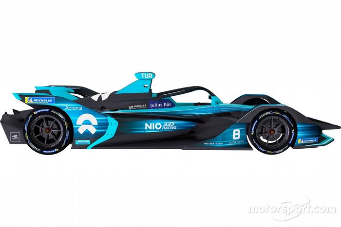 La decoración del coche de NIO 333 para la temporada 2021 de Fórmula E