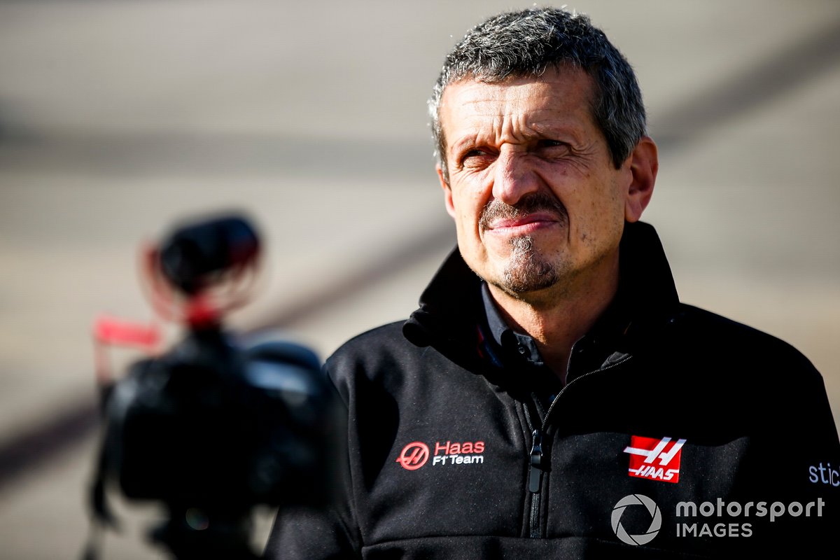 Guenther Steiner, Team Principal, Haas F1 speaks to the media