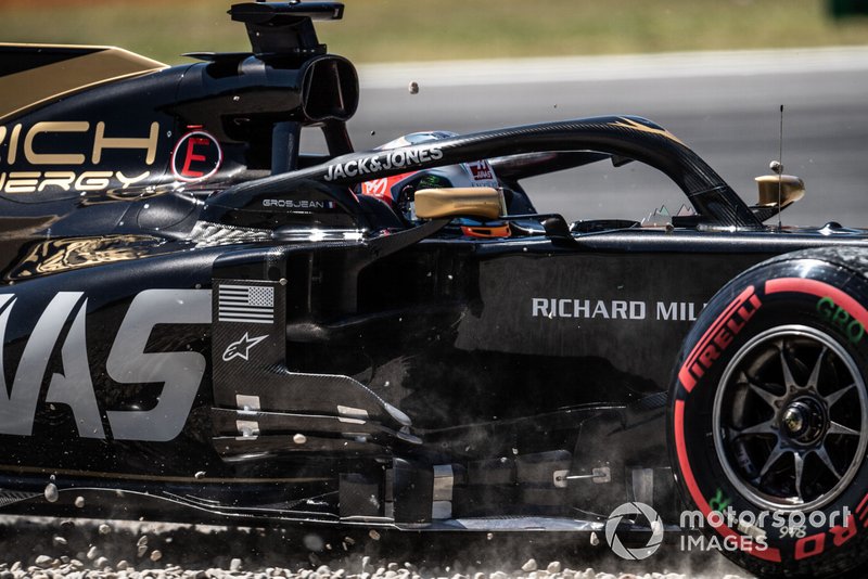 Romain Grosjean, Haas F1 Team VF-19, dans les graviers