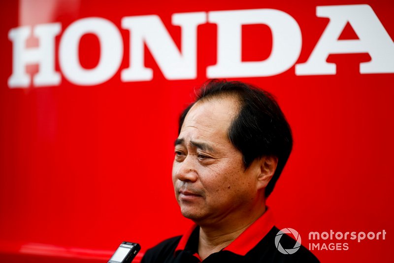 Toyoharu Tanabe, F1 Technical Director, Honda speaks to the media