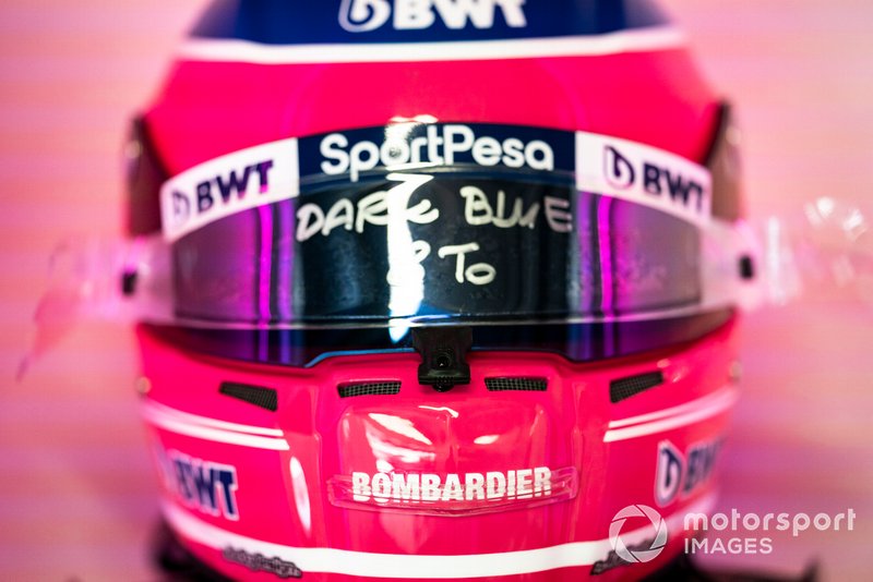 The helmet of Lance Stroll, Racing Point