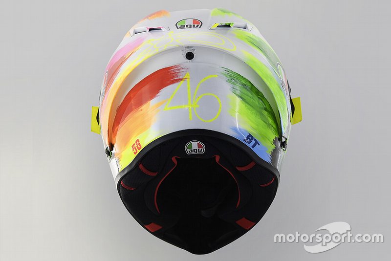 Capacete de Valentino Rossi, Yamaha Factory Racing, GP da Itália 2019