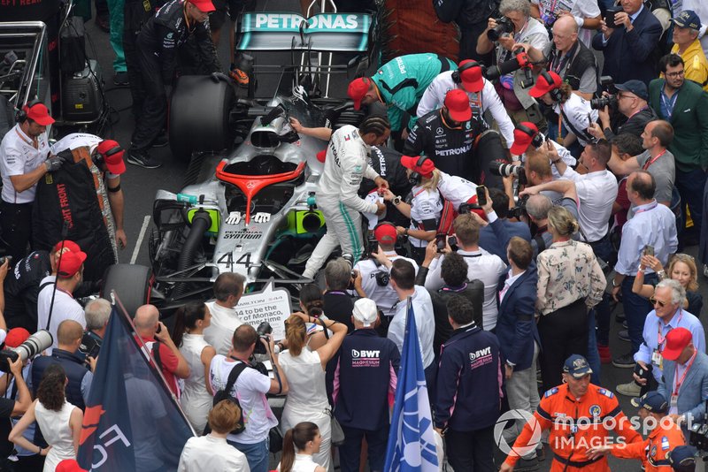 Lewis Hamilton, Mercedes AMG F1, 1st position, arrives in Parc Ferme