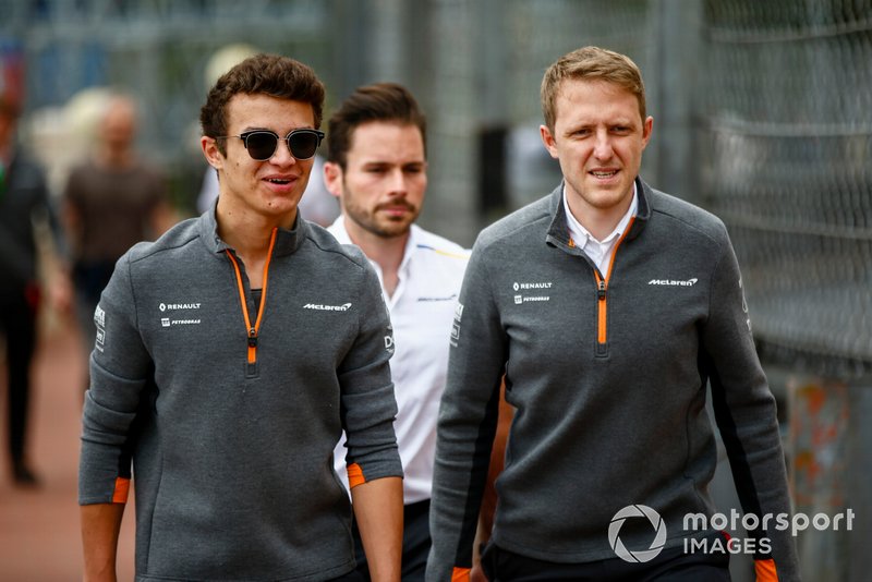 Lando Norris, McLaren walks the track