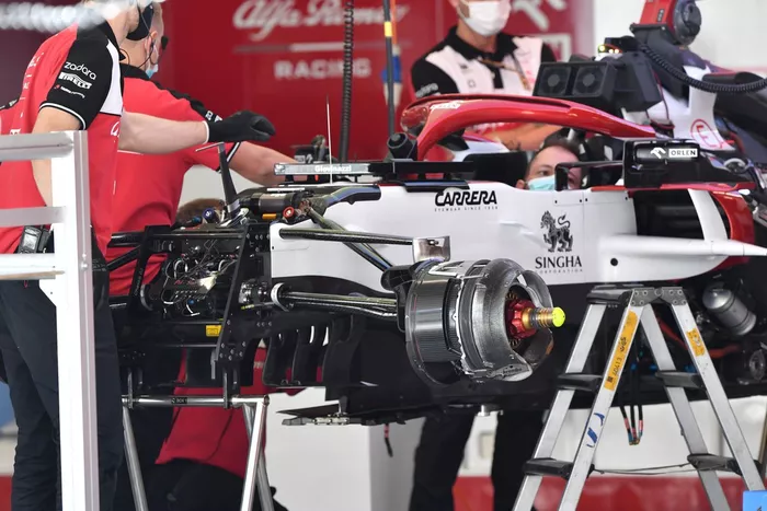 Detalle del conducto del freno delantero del Alfa Romeo Racing C41