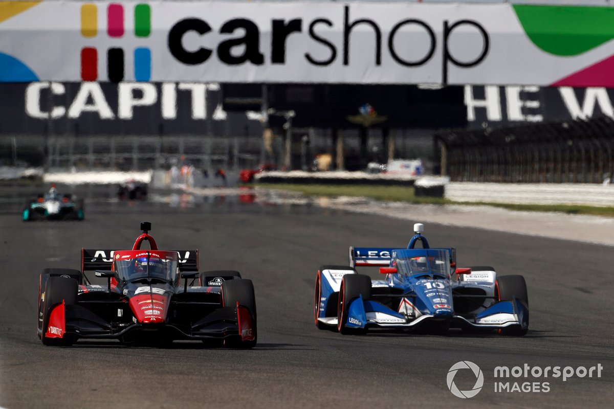 Juan Pablo Montoya, Arrow McLaren SP Chevrolet, Alex Palou, Chip Ganassi Racing Honda