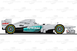 La Mercedes W03 di Michael Schumacher nel 2012<br/> Riproduzione riservata, esclusiva Motorsport.com