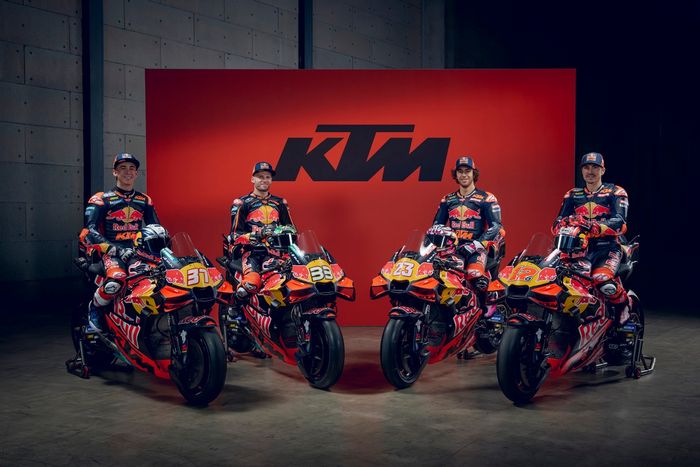 Pedro Acosta, Red Bull KTM Tim Pabrik Balap, Brad Binder, Red Bull KTM Tim Pabrik Balap, Enea Bastianini, Red Bull KTM Tech 3, Maverick Vinales, Red Bull KTM Tech 3
