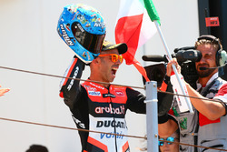 Podium: Race winner Marco Melandri, Ducati Team