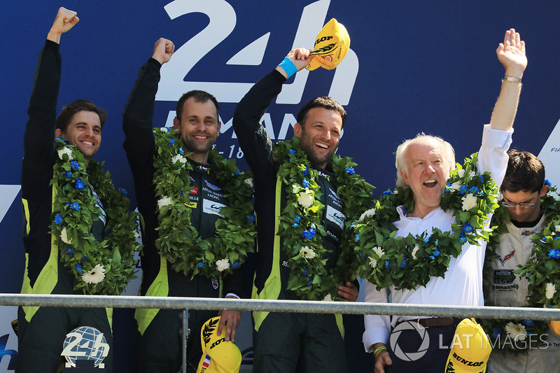 GTE Pro podium: first place Darren Turner, Jonathan Adam, Daniel Serra, Aston Martin Racing