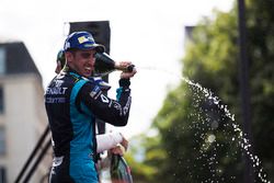 Sébastien Buemi, Renault e.Dams, celebrates on the podium