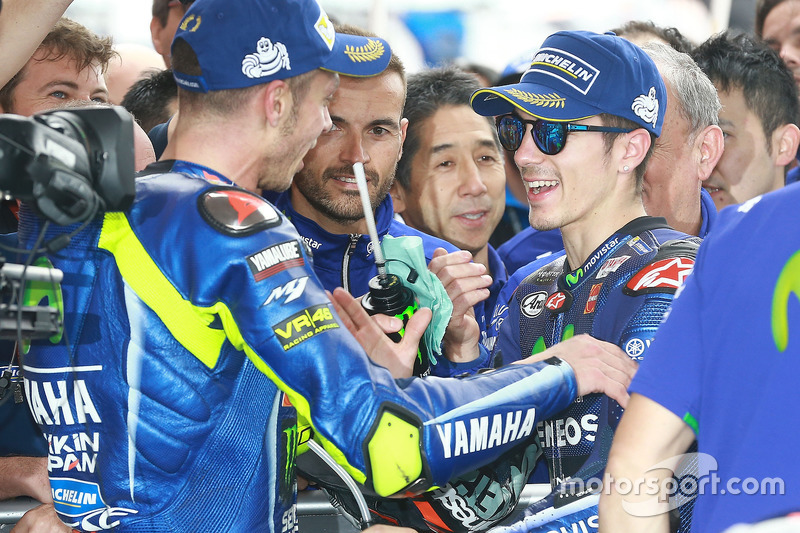 2. Valentino Rossi, Yamaha Factory Racing; 1. Maverick Viñales, Yamaha Factory Racing