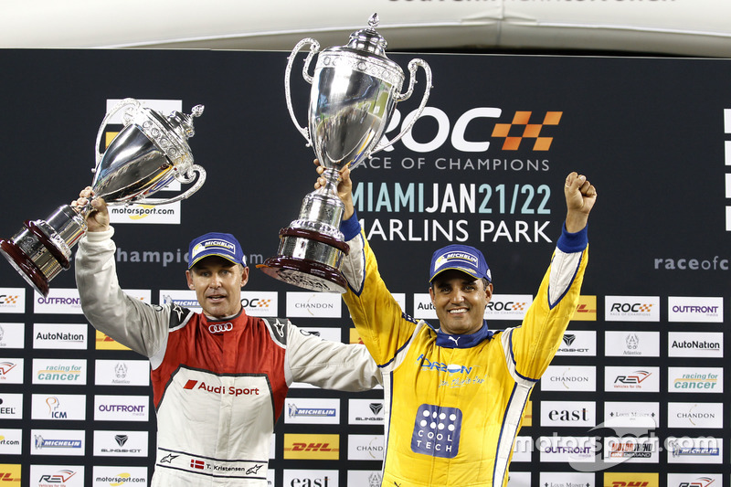 Podio: ganador de lacarrera Juan Pablo Montoya, segundo lugar Tom Kristensen