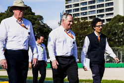FIA officials walk the track, including Laurent Mekies, F1 Deputy Race Director, FIA