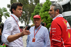 Toto Wolff, Niki Lauda, Maurizio Arrivabene