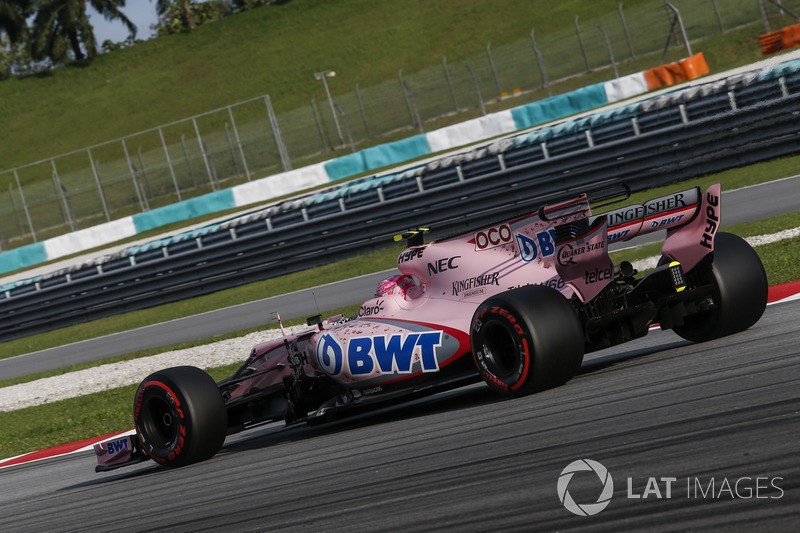Ocon after being spun around by Sainz Jr