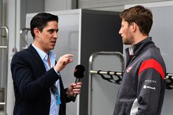 Romain Grosjean, Haas F1 talks with Rodrigo Sanchez, Marketing Manager Mexico GP