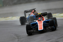 Esteban Ocon, Manor Racing MRT05 leads team mate Pascal Wehrlein, Manor Racing MRT05