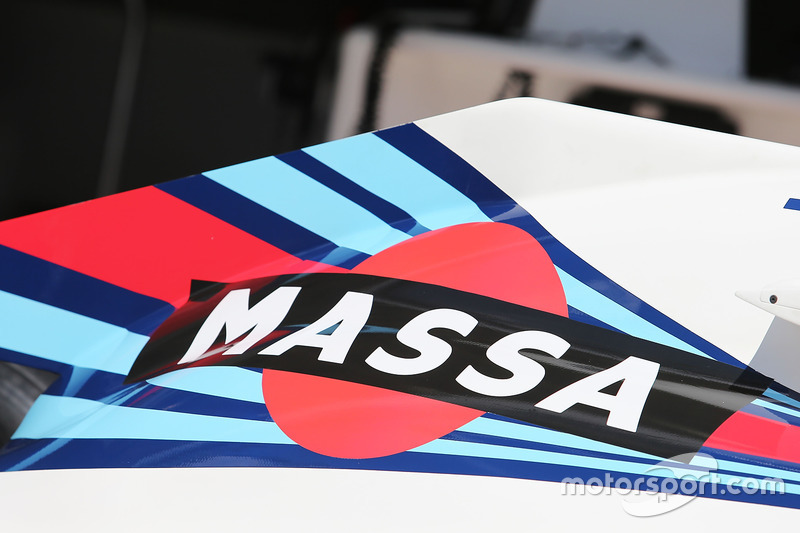 Felipe Massa, with a specially liveried Williams FW38 marking his retirement from F1