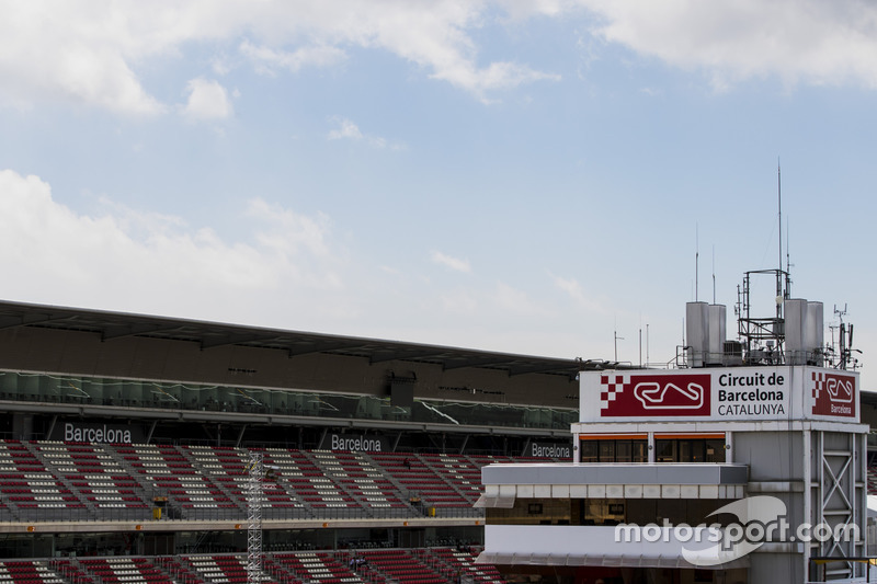 The Circuit de Catalunya race control tower and pit straight grandstand