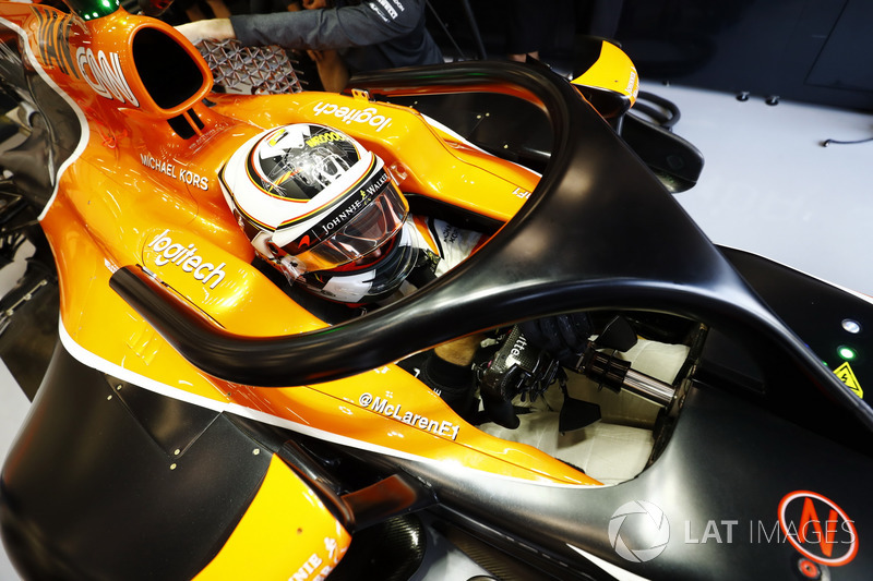 Stoffel Vandoorne, McLaren, with halo device