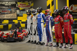 Netherlands driver Bono Huis, team-mate Jérôme d'Ambrosio, Dragon Racing Aleksi Uusi-Jaakola and tea