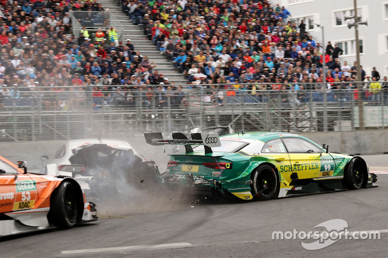 Kaza, Gary Paffett, Mercedes-AMG Team HWA, Mercedes-AMG C63 DTM ve Mike Rockenfeller, Audi Sport Team Phoenix, Audi RS 5 DTM