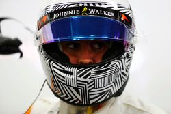 Fernando Alonso, McLaren, sports a new helmet design