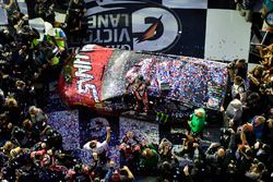 Kurt Busch, Stewart-Haas Racing Ford, celebrates after winning the Daytona 500