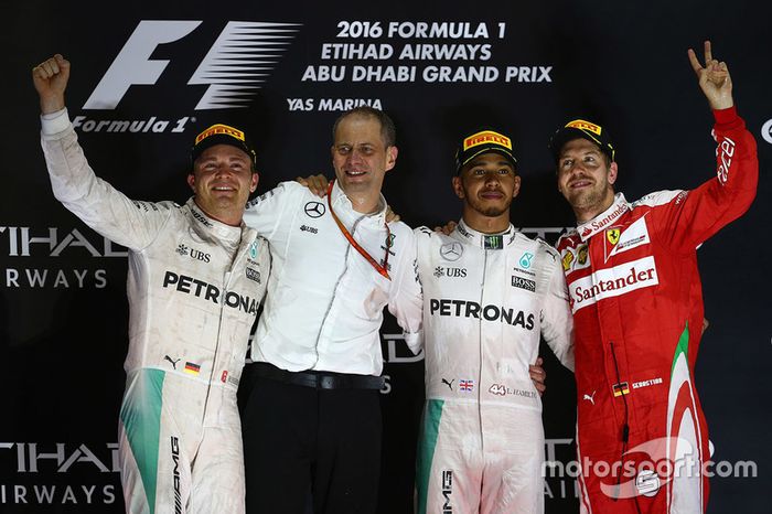 Podio: Ganador de la carrera Lewis Hamilton, Mercedes AMG F1, segundo lugar Nico Rosberg, Mercedes AMG F1 , tercer lugar  Sebastian Vettel, Ferrari