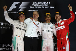 Race winner Lewis Hamilton, Mercedes AMG F1, second place Nico Rosberg, Mercedes AMG F1 , third place Sebastian Vettel, Ferrari