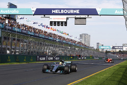 Lewis Hamilton, Mercedes AMG F1 W08, leads Sebastian Vettel, Ferrari SF70H and Valtteri Bottas, Mercedes AMG F1 W08