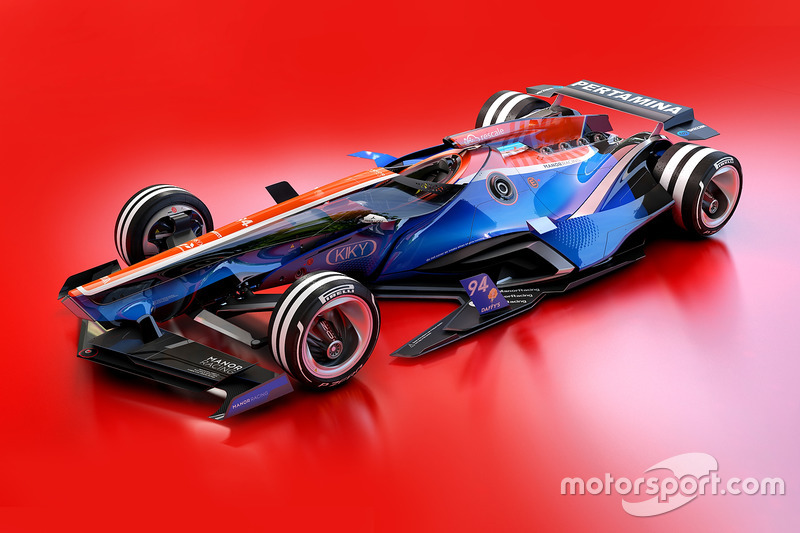 Desain fantasi mobil Manor Racing 2030