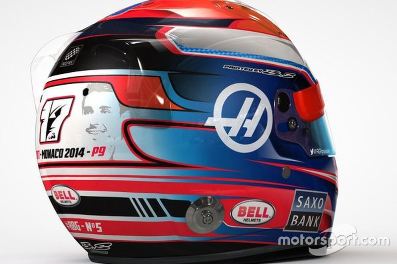 Capacete de Romain Grosjean com homenagem a Jules Bianchi